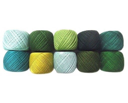 LOT 10 SHADES of GREEN 6 Ply Strand Cotton Thread Yarn Cross Stitch Embroidery